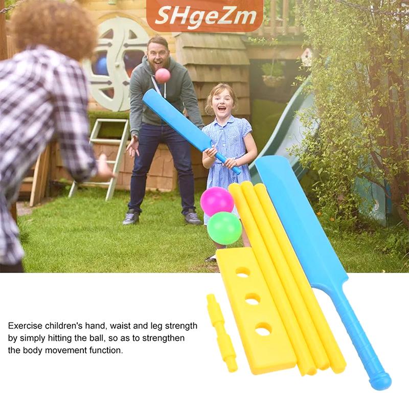 [COD] SHgeZm Trẻ em Cricket thiết lập cha-con tương tác trò chơi bãi biển croquet mái chèo cứng Board Cricket chơi đồ chơi PP tập thể dục thiết bị thể thao