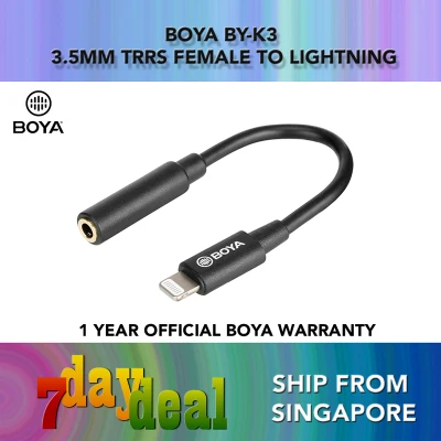BOYA BY-K3 3.5mm TRRS (Female) to Lightning (Male) Audio Adapter