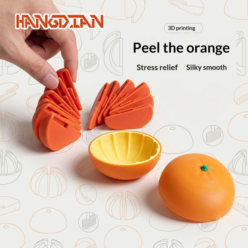 HANGDIAN 3D Printed Orange Stress Relief Toy - Creative Squishy Decompression Ball ราคา 94 บาท*ส่งฟรี