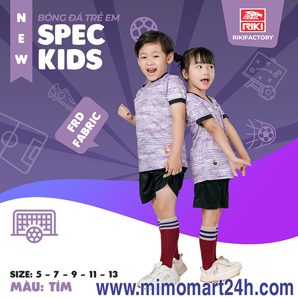 Áo Bóng Đá Trẻ Em Riki Spec Kids – Thiết Kế Thể Thao Năng Động, Chất Vải Mát Mẻ Cho Bé