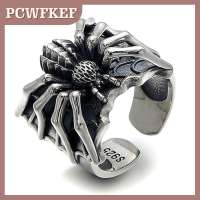 PCWFKEF Fashion Vintage Domineering Gothic Spider Animal Ring For Men Antique Wide Opening Adjustable Ring Punk Jewelry Party Gift