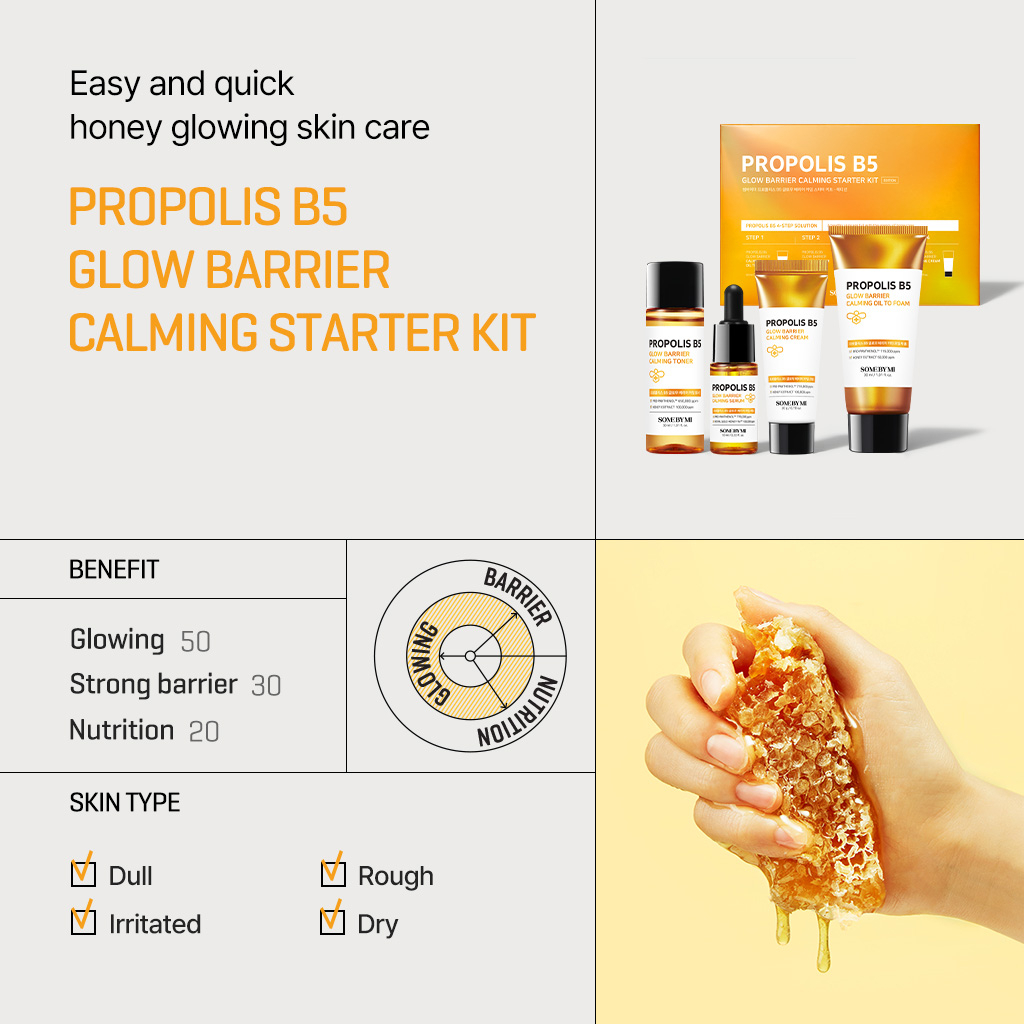 Bộ Dưỡng Keo Ong &amp; Vitamin B5 Toàn Diện Propolis B5 Glow Barrier Calming Starter Kit - 4 sản phẩm Mini size