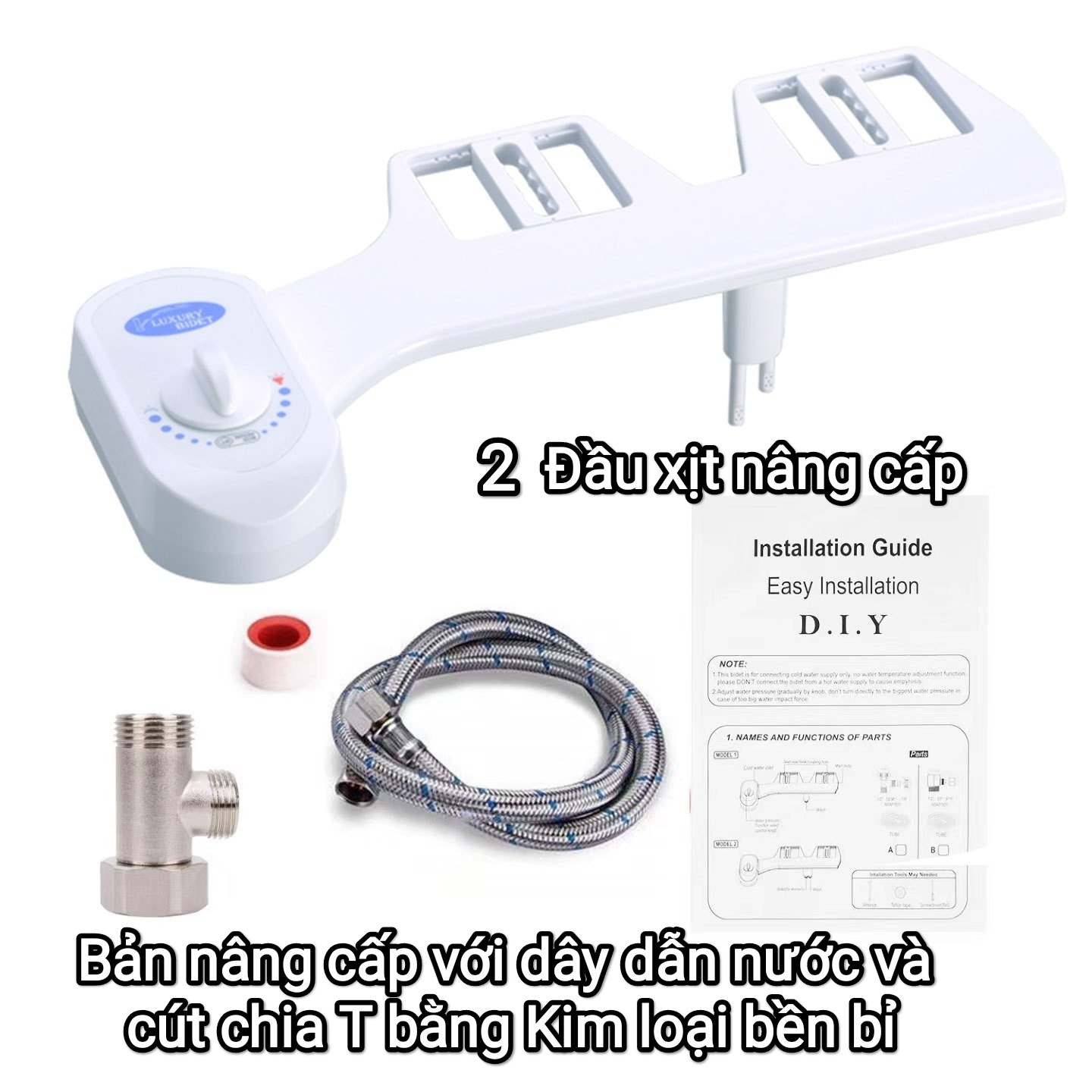 Thiết bị vệ sinh thông minh Bidet công nghệ Hàn Quốc, vòi rửa vệ sinh thông minh Bidet 2 vòi phun bảo hành 3 năm