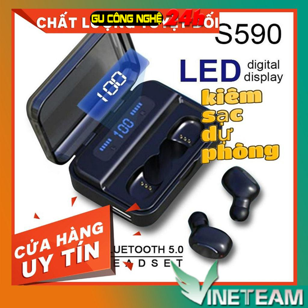 Tai Nghe Bluetooth Mini Tws S-590 Âm Thanh 9D Có Led Hiển Thị PinChống Nước Cao CấpKiêm Pin Sạc Dự Phòng -Dc3872