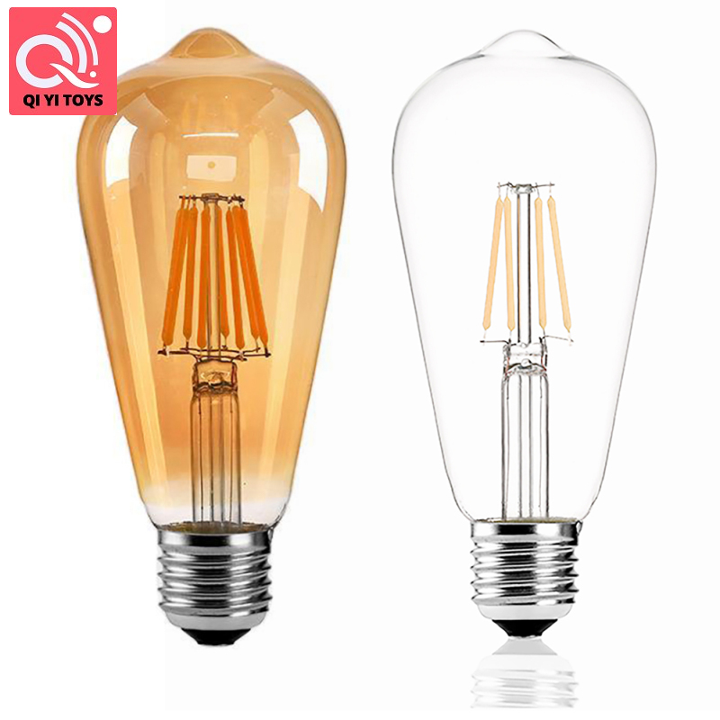 ST64 bóng đèn hoài cổ E27 220V 8W 2700K màu trắng ấm bóng đèn cổ điển Dimmable bóng đèn đèn dây tóc cho trang trí nội thất
