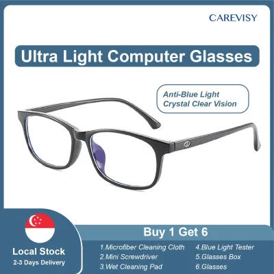 CAREVISY Classic Anti Blue Light Glasses Computer Glasses Spectacles Anti Radiation Anti Eye Fatigue PC Gaming Eyeglasses for Adults Men Women C6012