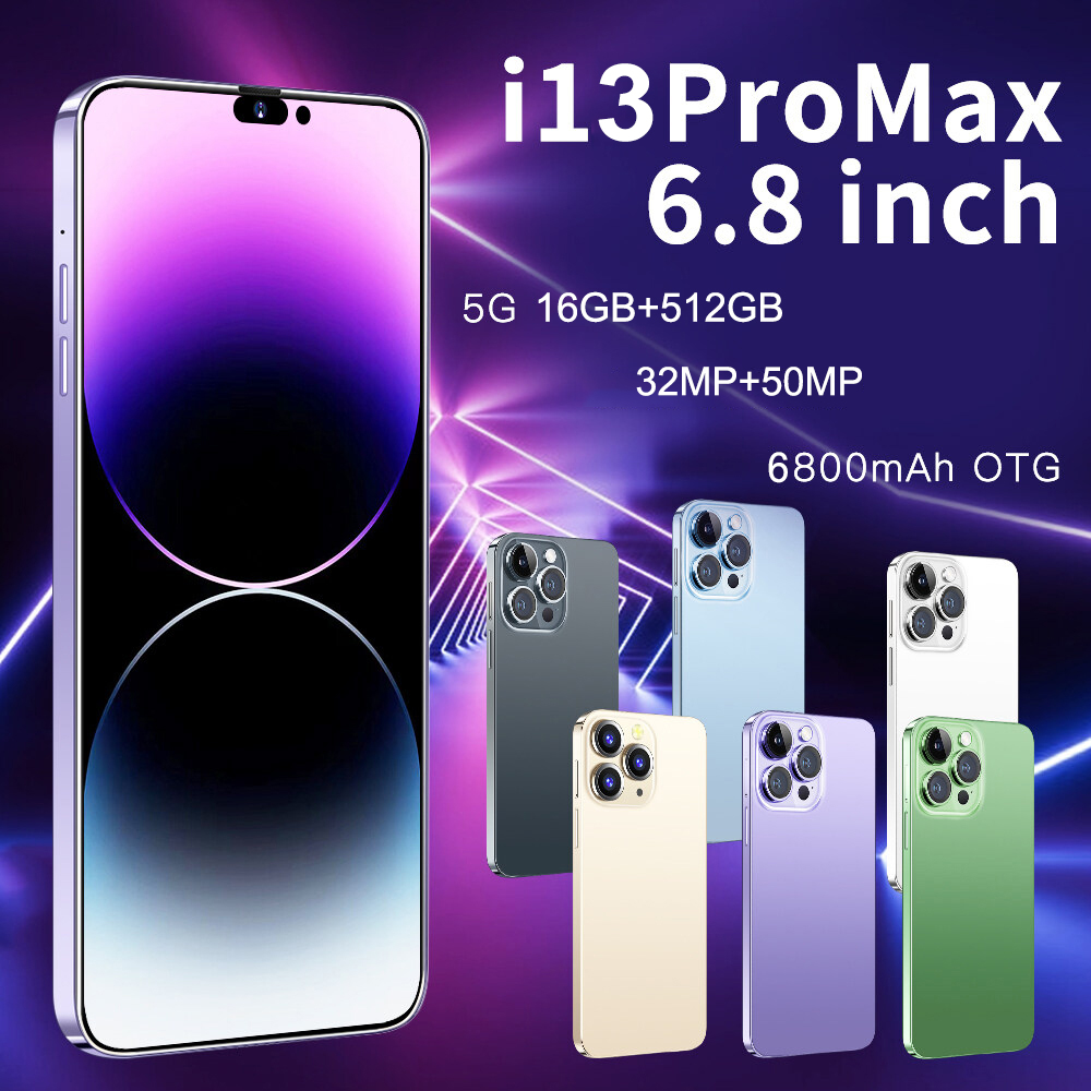 Cheap IP 13 Pro Max Price genuine Murah large memory portable 6.8inch screen 16 + 512GB dual SIM card camera 32 + 50MP 6800mAh mobile phone