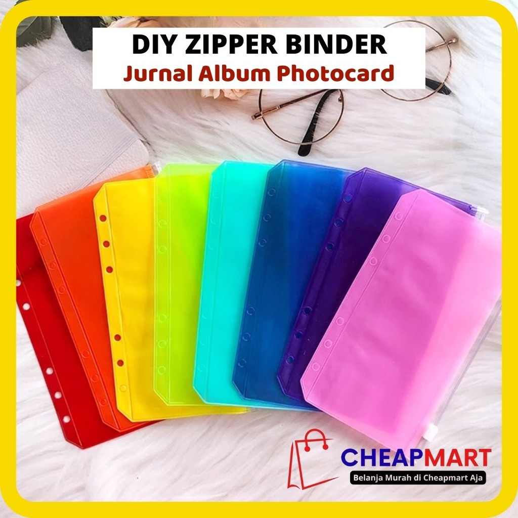A5/A6 ZIPPER REFILL BINDER Full color Ring zipper ziplocker Lubang 6 PVC Diary Notebook