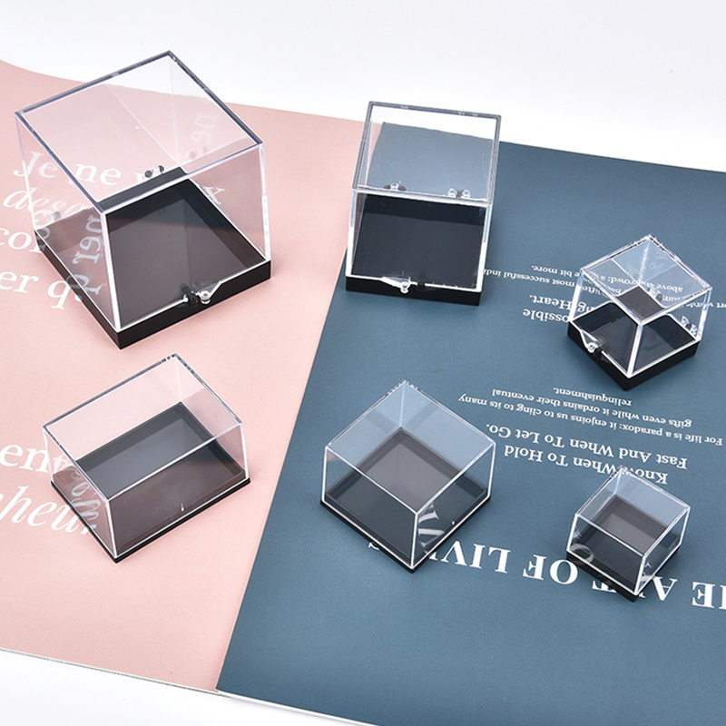 【Youer】 1PC lưu trữ hộp nắp Đá Quý Hiển thị đồng xu rõ ràng container Mẫu Mini vuông Cube Acrylic trường hợp thô khoáng sản tiêu chuẩn