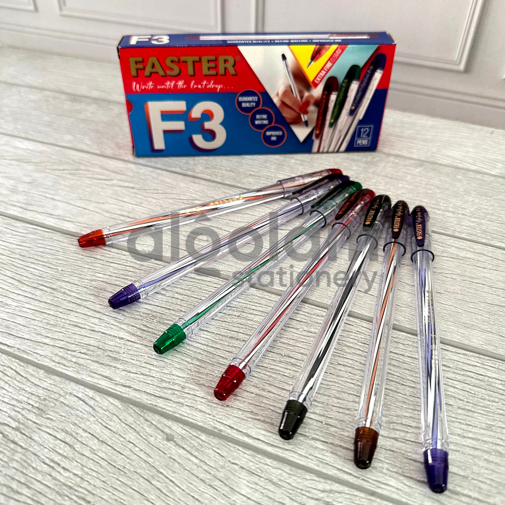 AlQolam SELUSIN ( 12 PCS ) Ballpoint Bolpen Faster F3 0.5 mm Pulpen Faster F3 0.5mm