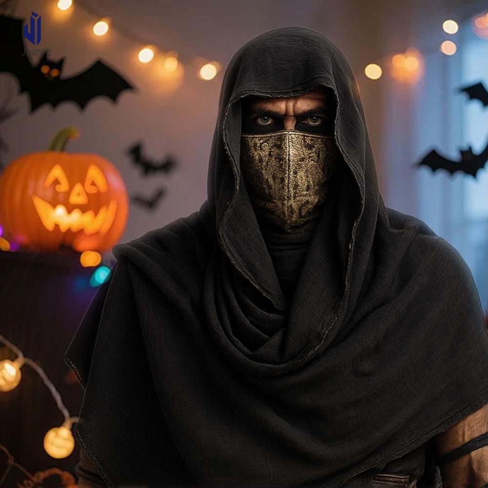 Juanya cosplay nam Thời Trung Cổ cướp biển Retro khăn trùm đầu đen cà phê bọc áo choàng Phục Hưng hóa trang Halloween Phục Hưng Vai cowl