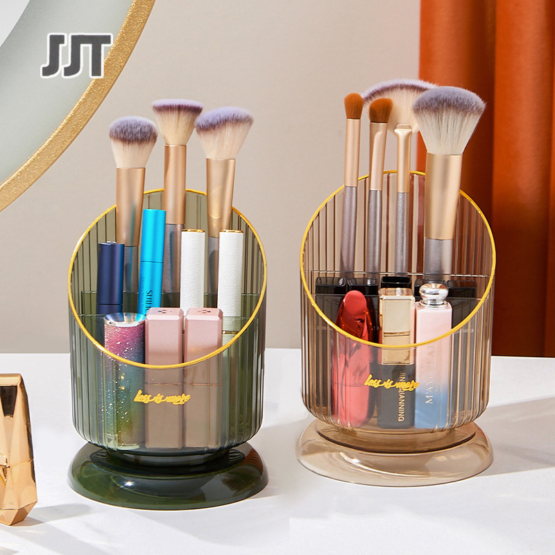 JJT Trang điểm bằng nhựa bàn chải lưu trữ container mỹ phẩm lưu trữ hộp hộ gia đình Vanity đồ trang sức Son môi Hộp ngăn lưu trữ