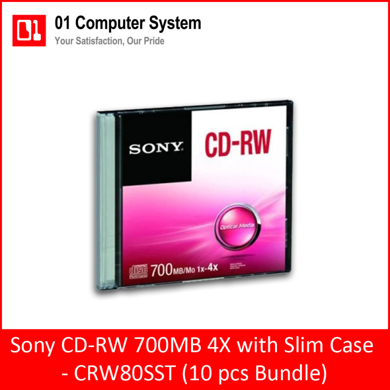 Sony CD-RW 700MB 4X with Slim Case - CRW80SST (10 pcs Bundle)