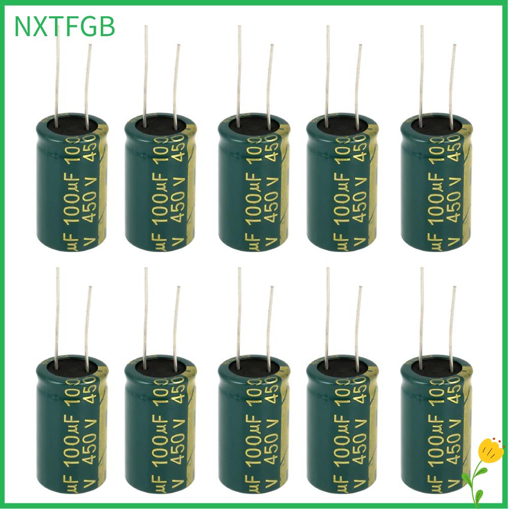NXTFGB 10PCS 450V Tụ điện Màu xanh lá 100UF Tụ điện Radial Bền bỉ Tụ điện điện phân nhôm Dự án tự làm