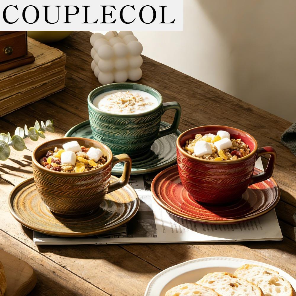 COUPLECOL ลายดอกนูน ถ้วยชาเซรามิก พร้อมฐาน วินเทจ ถ้วยคาปูชิโน่ การออกแบบงานศิลปะสุดหรู สง่างาม แก้วกาแฟ ใช้ในบ้าน ราคา 417 บาท*ส่งฟรี