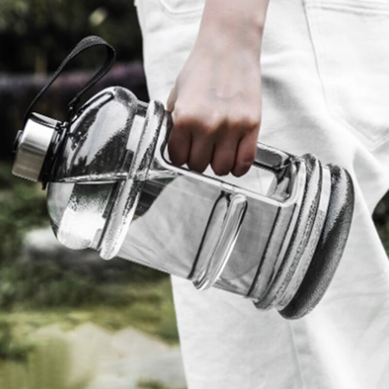 2000ml thể thao sức chứa lớn chai nước có xử lý Ấm đun nước du lịch Cốc tập thể dục mùa hè ngoài trời tấn thùng bụng lớn