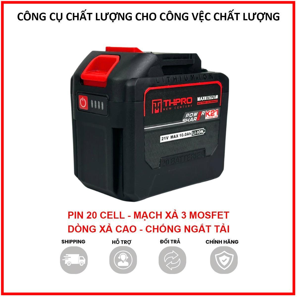 Pin 20 cell THPRO Lõi XÁM cho máy khoan chân pin phổ thông Makita M21 có đèn báo dung lượng