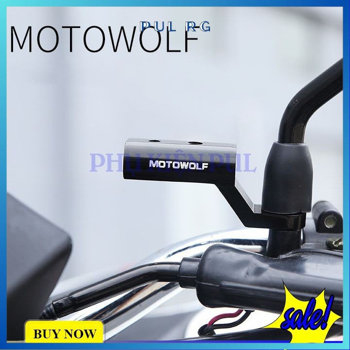 Pat chân gương mở rộng gắn đèn trợ sáng giá đỡ điện thoạt hàng chính hãng motowolf