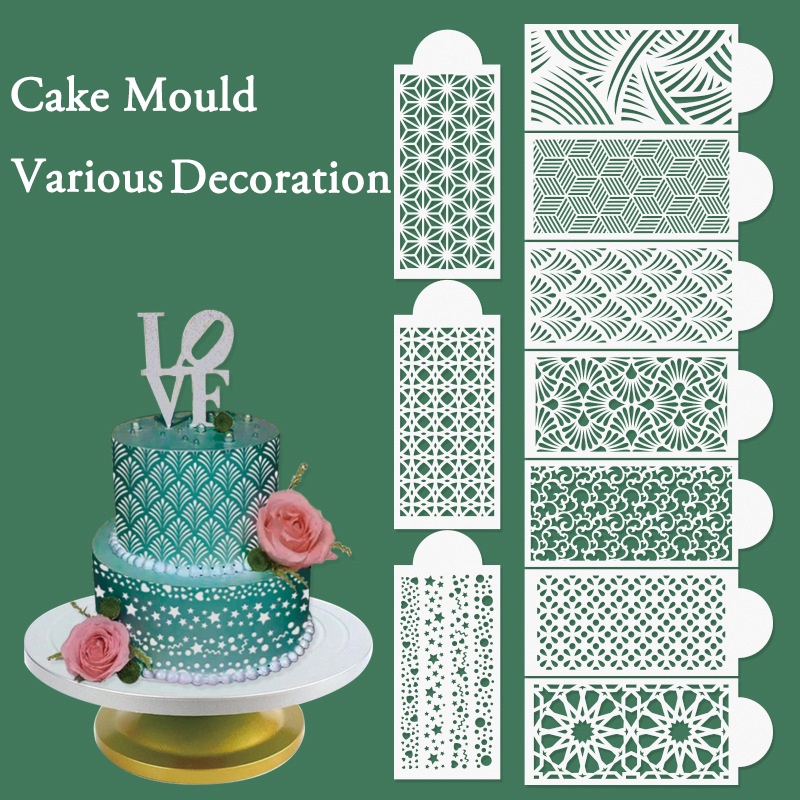 Set 10 khuôn nhựa dập nổi trang trí bánh kem / socola