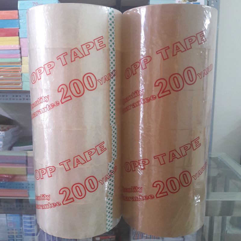Băng keo trong, đục 200 yard 1.6kg 1 cây gồm 6 cuộn