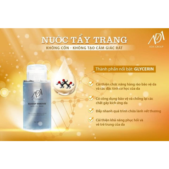 Nước tẩy trang ada group giúp loại bỏ lớp trang điểm, bã nhờn trên da 300ml