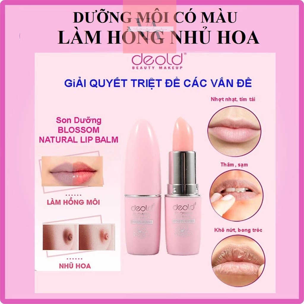 [FREESHIP] Son dưỡng môi có màu và làm hồng nhũ hoa deold Flower Lip Balm xóa thâm và khô môi 3.3g