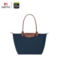 Longchamp Le Pliage Original L Tote Bag In Recycled Canvas With Gold Metal Hardware Navy | ของแท้ ตรวจสอบโดย SASOM