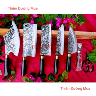 Dao bếp, bộ dao nhà bếp làm từ Thép Nhíp dập vân chống dính 2 mặt chuyên thumbnail