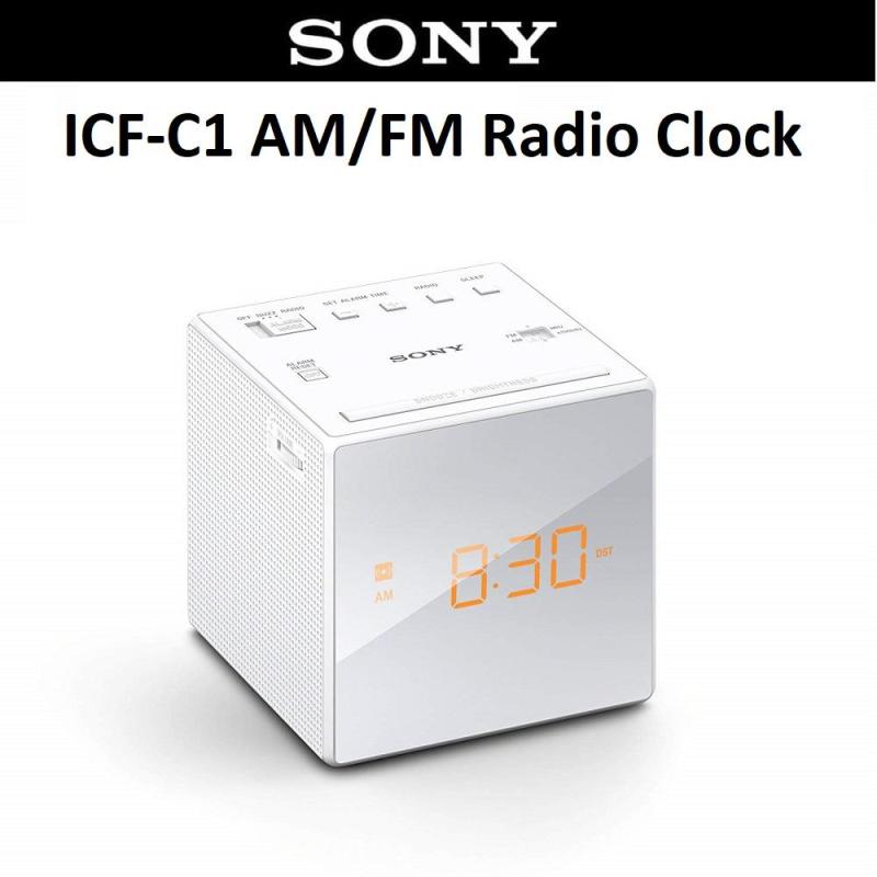 Sony ICF-C1 Portable AM/FM Radio Clock Alarm Speaker with Earphone Jack Singapore