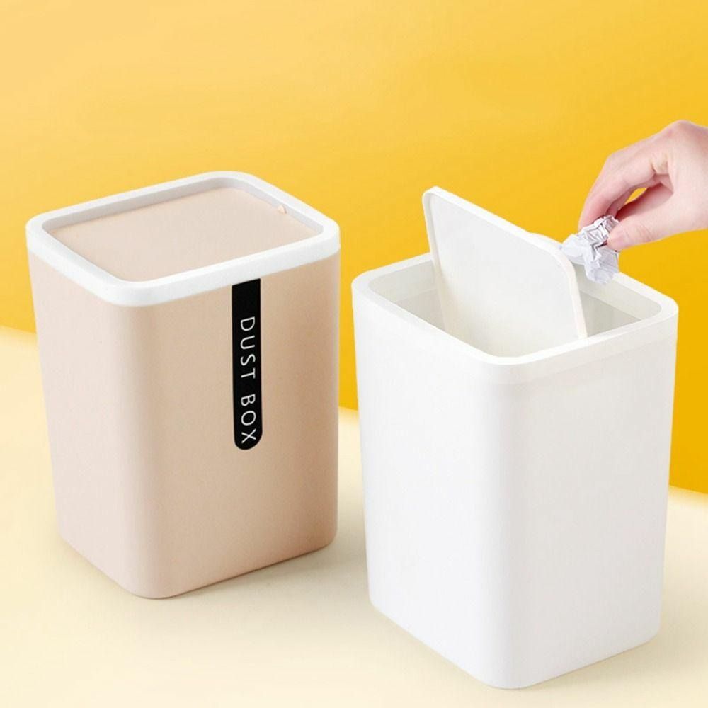 LIANG Nhựa Xách tay Văn phòng Máy Tính Để Bàn Đối với Trang Chủ Với Swing Nắp Thùng rác Đồ lặt vặt Thùng Thùng rác Giỏ Chất thải Bin Thùng rác Có Thể