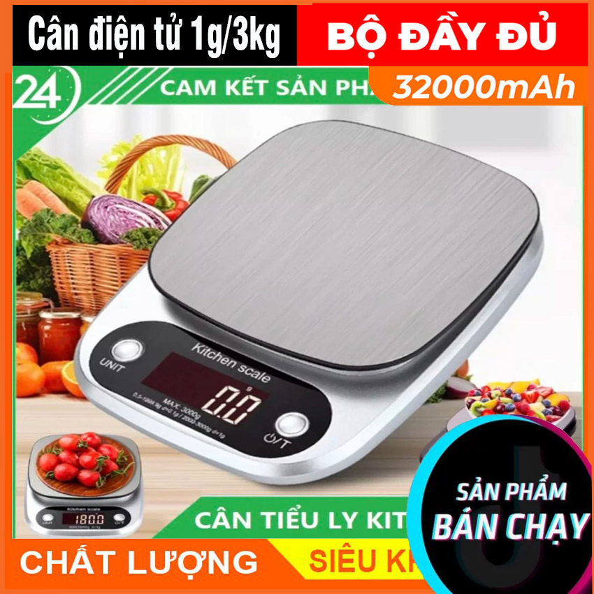 Cân tiểu ly nhà bếp,Cân Tiểu Ly Tiện Dụng, Nhỏ Gọn, Chính Xác,Cân tiểu ly điện tử KILTCHEN SCALE 3KG/1G Mua Cân Nhà Bếp  + Tặng Kèm Pin AA