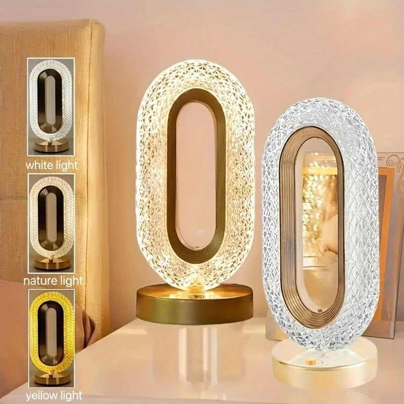 【Ready stock】Lampu Meja Hias Aesthetic Acrylic Crystal LED Desk Lamp 3 Warna Peredupan Sentuhan Cahaya Cocok Untuk Kamar Tidur/ Ruang Belajar/Cafe