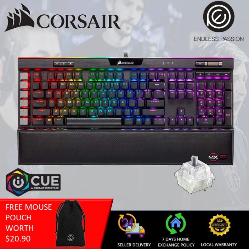 CORSAIR K95 RGB Platinum XT Mechanical Gaming Keyboard, Backlit RGB LED, Cherry MX Speed RGB Silver, Black Singapore