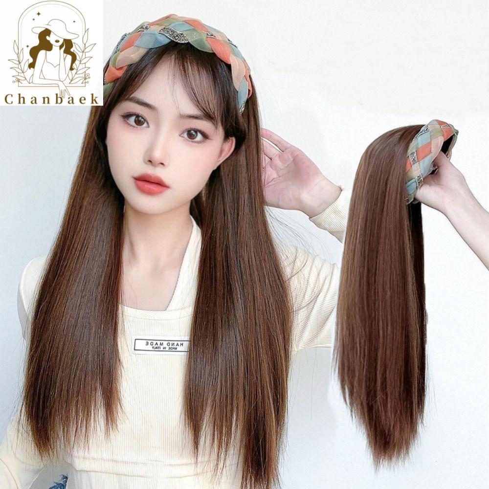 CHANBAEK Ngọt ngào Tiệc tùng Phong cách Phụ nữ Phụ kiện tóc Vô Hình Tổng hợp Cô Gái Tóc giả tự nhiên Tóc giả xoăn thẳng Tóc Giả nửa đầu bện Nhiều màu Tóc giả dài lượn sóng Tóc Giả chịu nhiệt