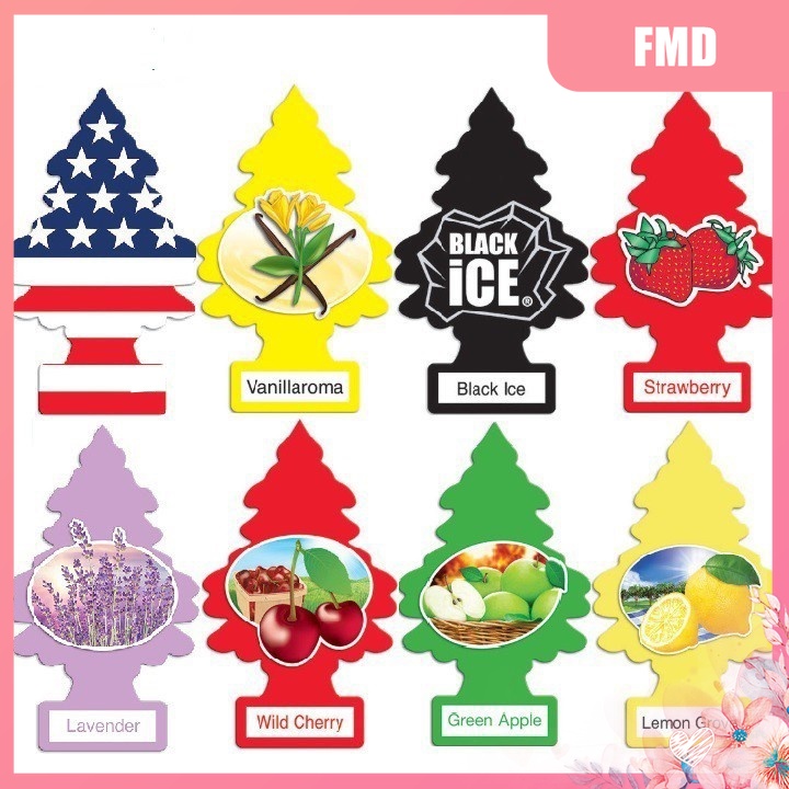 Cây thông thơm  lettle trees treo xe ô tô, lá thông thơm khử mùi xe hơi, phòng ngủ, tủ quần áo, nhà tắm, sáp dầu nước hoa khô cây thông thơm xe oto xe tải đủ vị táo, dâu, chanh, vani