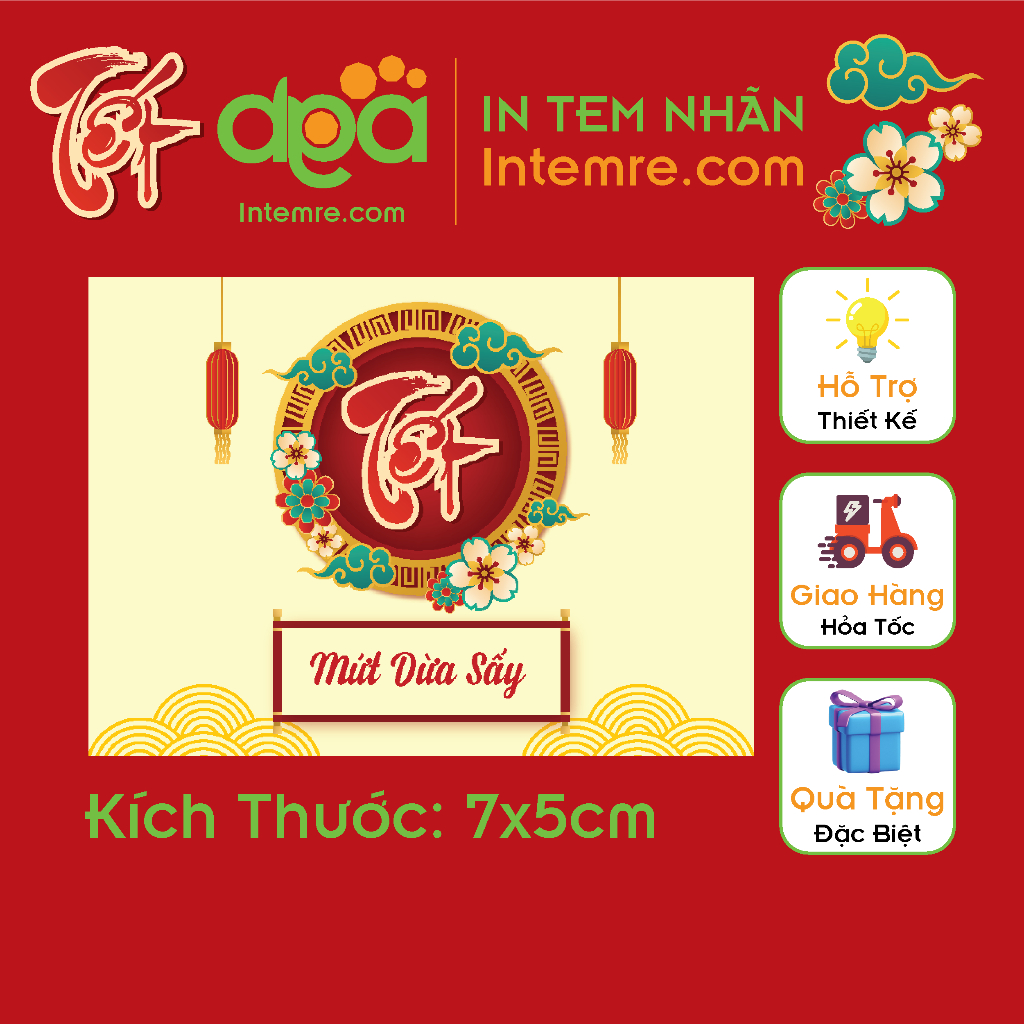 Sẳn 30 tem, decan dán các loại mứt tết intemre.com - kích thước: 7x5cm