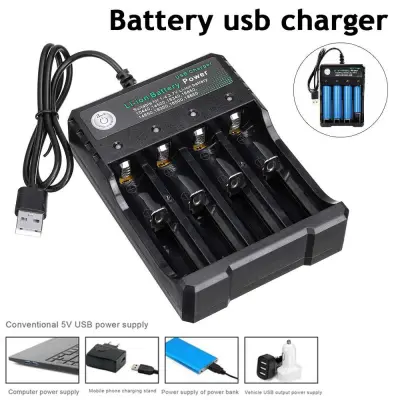 KUYES For Rechargeable Batteries 18650/18500/16340/14500/26650 Li-ion Battery Smart Charging Intelligent For 18650 Charging 4 Slot Battery Charger USB Charger