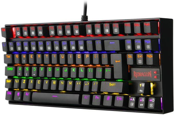 Redragon K552 60% Mechanical Gaming Keyboard LED Rainbow Backlit Wired with Red Switches Cherry MX Equivalent for Windows Gaming PC UK QWERTY (Black) Singapore