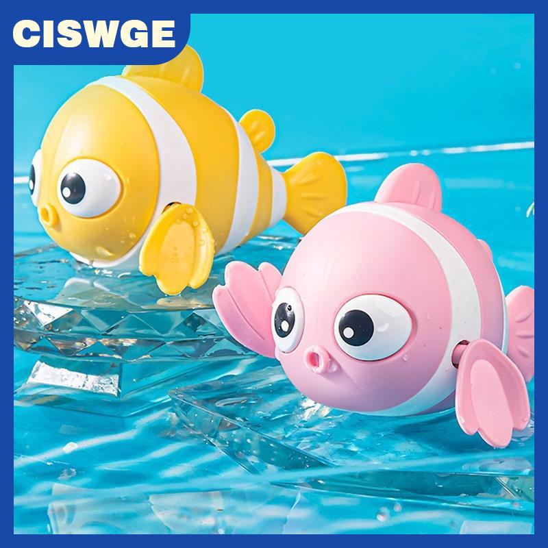 CISWGE Cute Clownfish Clockwork Wind-up Children's Bath Toys Toddlers Chain Swim Baby Bathe Toy Cute Animal Appease Water Toy Kids Gift