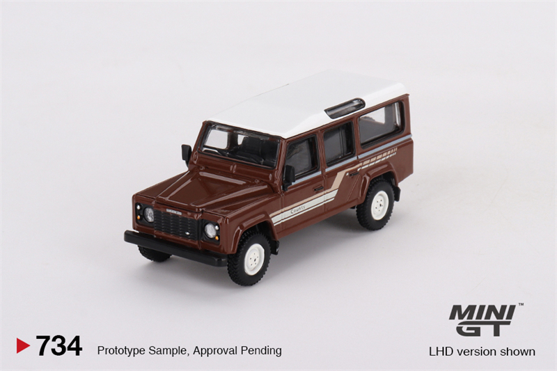 ** Đặt hàng trước ** Mini GT 1:64 LAND ROVER DEFENDER 110 1985 Quận Station Wagon mô hình đúc khuôn 