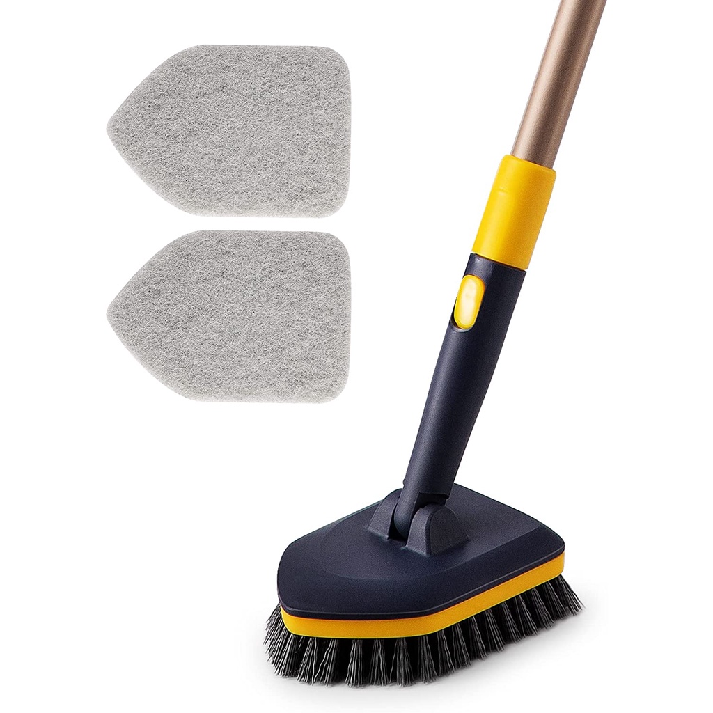 Boomjoy bồn tắm gạch Scrubber bàn chải 2 trong 1 Bàn chải làm sạch 58.2 "có thể điều chỉnh cần câu có thể Thu Duỗi cứng lông miếng cọ rửa dụng cụ làm sạch