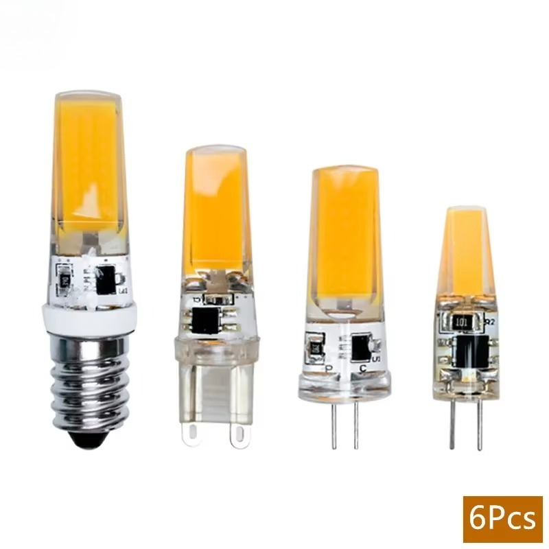 6PCS G4 LED COB G9 E14 3W 6W bóng đèn AC/DC 12V 220V 360 góc chùm thay thế Halogen lampada Đèn LED Đèn chùm