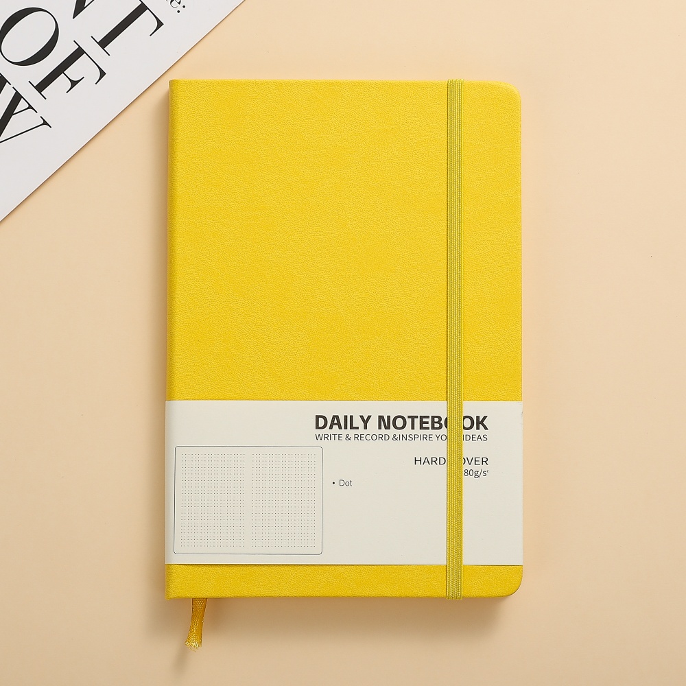 สมุดโน้ตจุด A5 ปกแข็ง PU สมุด Bullet Journal กระดาษถนอมสายตา 80 แกรม มีสายรัด สำหรับจดโน้ต วางแผน เรียน ทำงาน