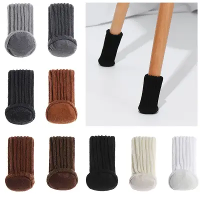520YOSWI 4PCS Round Bottom Noise Reduction Knitted Non-Slip Furniture Protectors Covers Table Legs Socks Chair Foot Cover Floor Protection Pads
