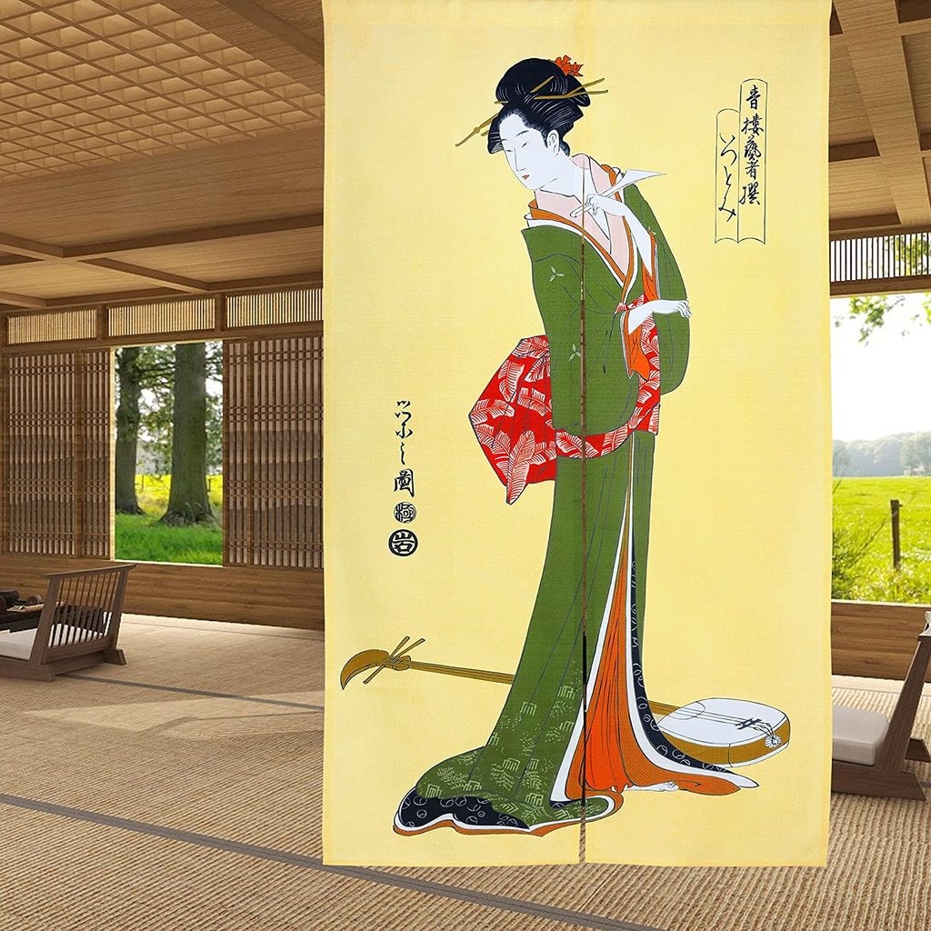 Decorative Door Stops Japanese Nagato, Kyoto girl, and cherry printed decorative door curtains for indoor curtains, free support for pattern customization Decorative Door Stops