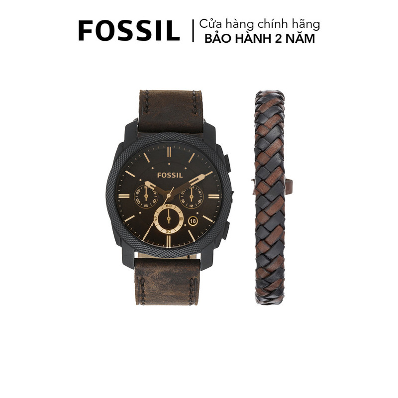 Đồng hồ nam Fossil Machine dây da, mặt 42 MM, Dark màu nâu, FS5251SET