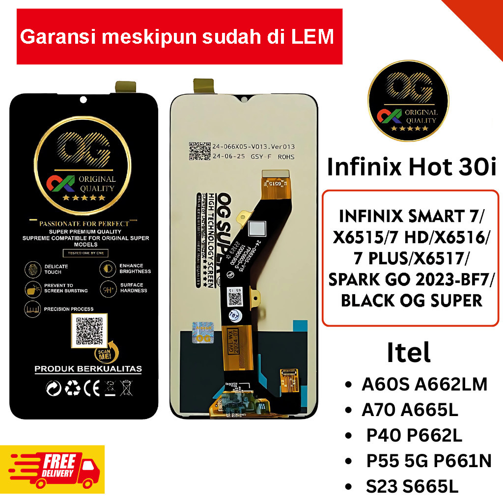 ( OG SUPER ) LCD INFINIX SMART 7 / X6515 / X6516 / X669 / HOT 30I FULLSET TOUCHSCREEN Harga 132,500 rupiah*Gratis Ongkir