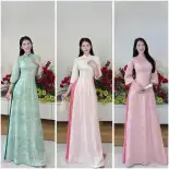 Áo Dài Cách Tân Gấm Vân Hoa dáng eo tay lỡ- Thanh Lịch, Quý Phái, Cho chị em khoe dáng - Mieso Store