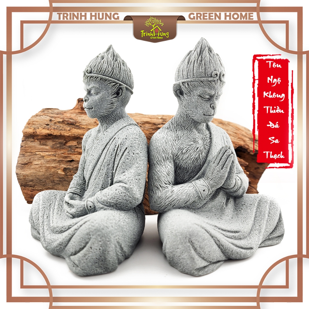 Tượng Tôn Ngộ Không đá sa thạch - trưng bày tiểu cảnh, bán cạn, bonsai, terrarium