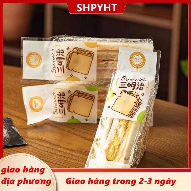 [COD] SHPYHT Giao hàng địa phương 100 chiếc giấy gói sandwich chuyên dụng, dùng một lần, dễ xé, trong suốt, dạng tam giác, túi đóng gói bánh nướng, bánh mì